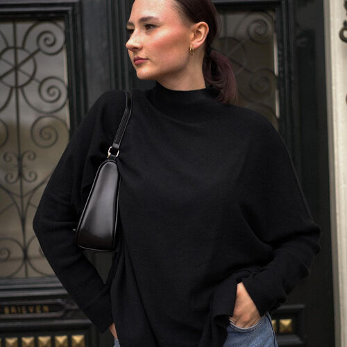 Pull poncho oversize en maille fine de cachemire mélangé